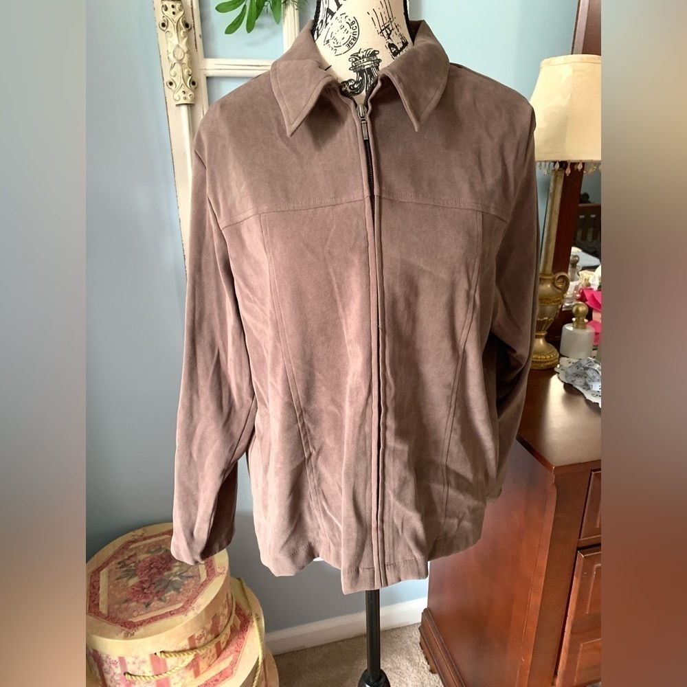Women’s Croft & Barrow Chocolate Brown Zip-up Shacket Sz Large